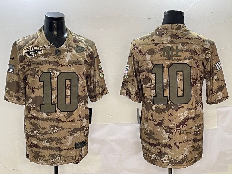 Men Kansas City Chiefs 10 Hill Camo Nike 2025 Salute to Service Limited NFL Jersey style 4